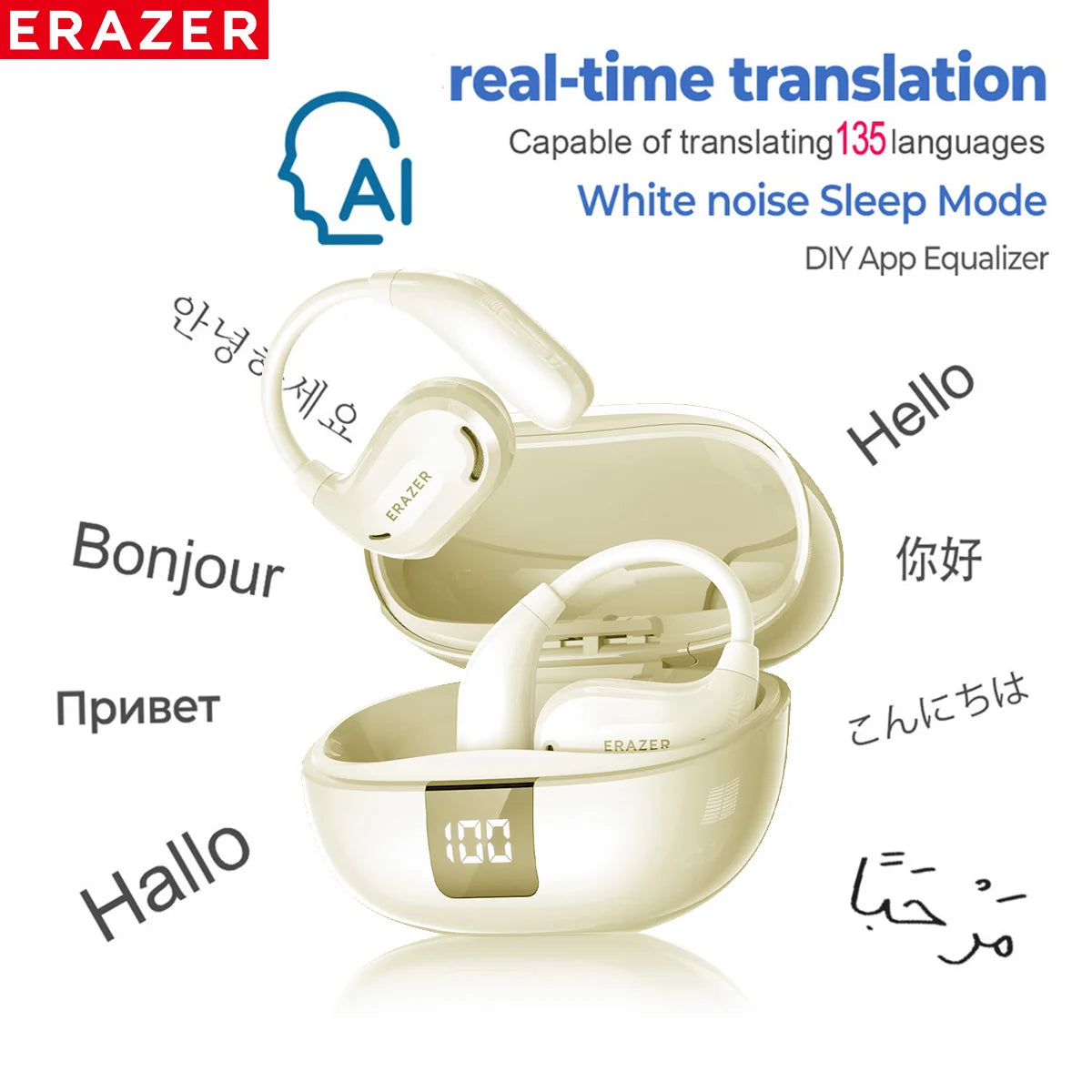 ERAZER XT66PRO Wireless Bluetooth Earphones with AI Translator Earbuds