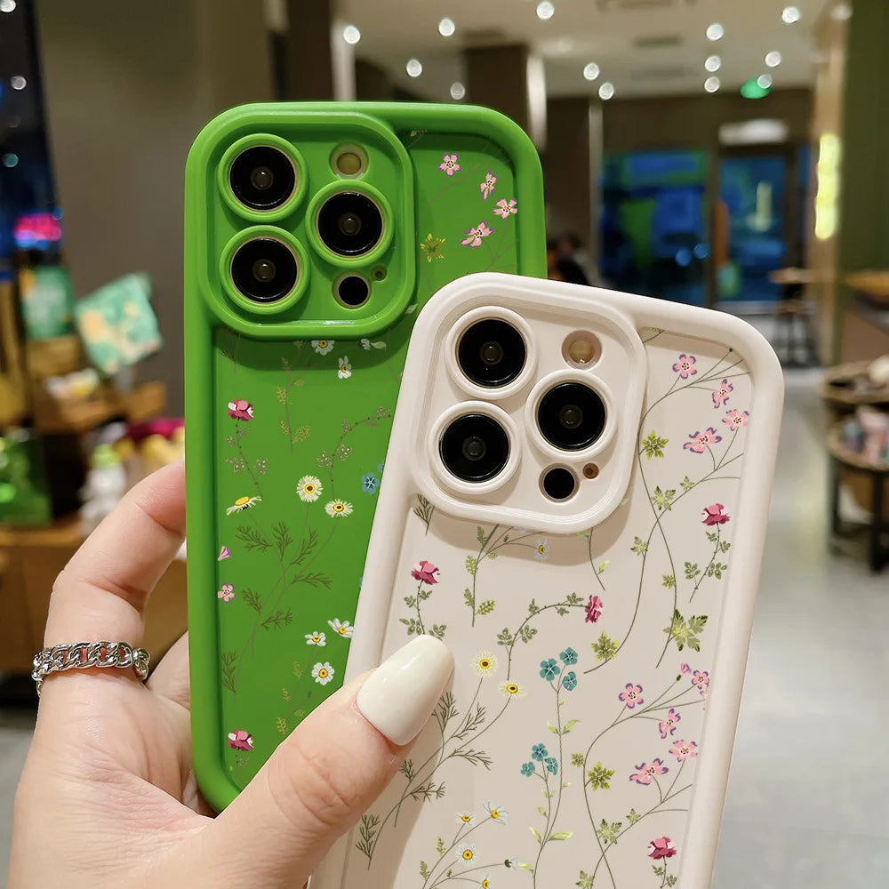 Flower themed Silicone Phone Case For iPhone