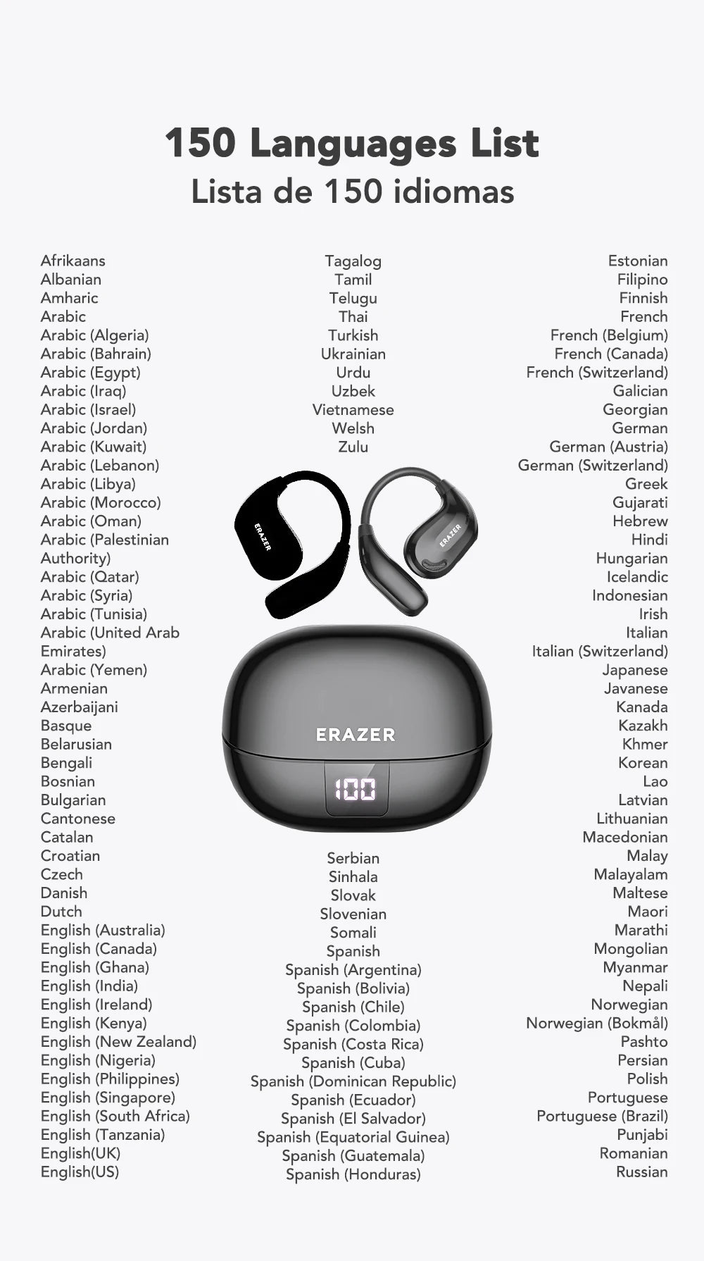 ERAZER XT66PRO Wireless Bluetooth Earphones with AI Translator Earbuds