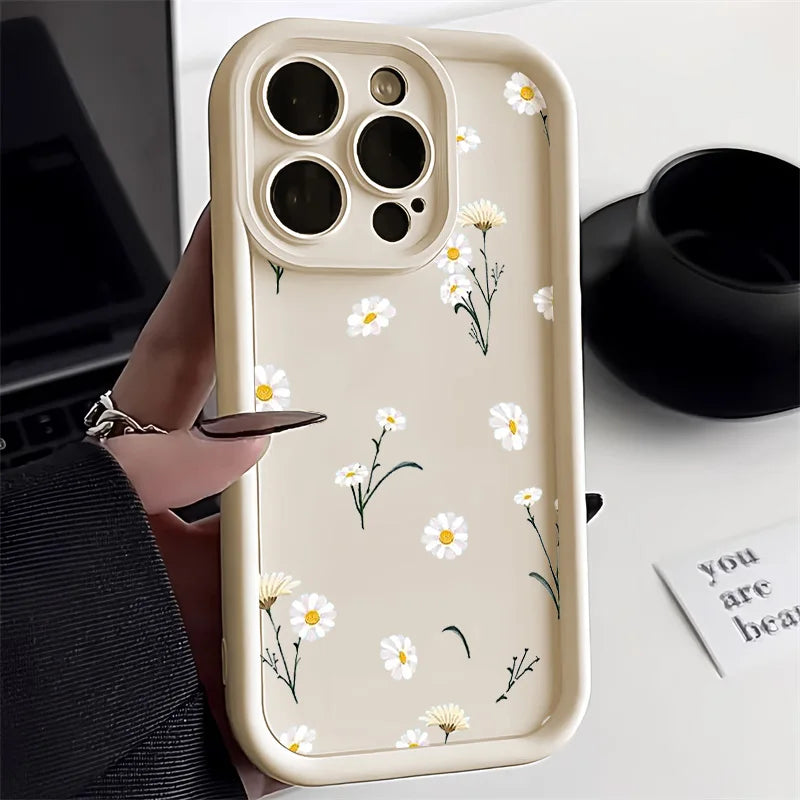 Flower themed Silicone Phone Case For iPhone