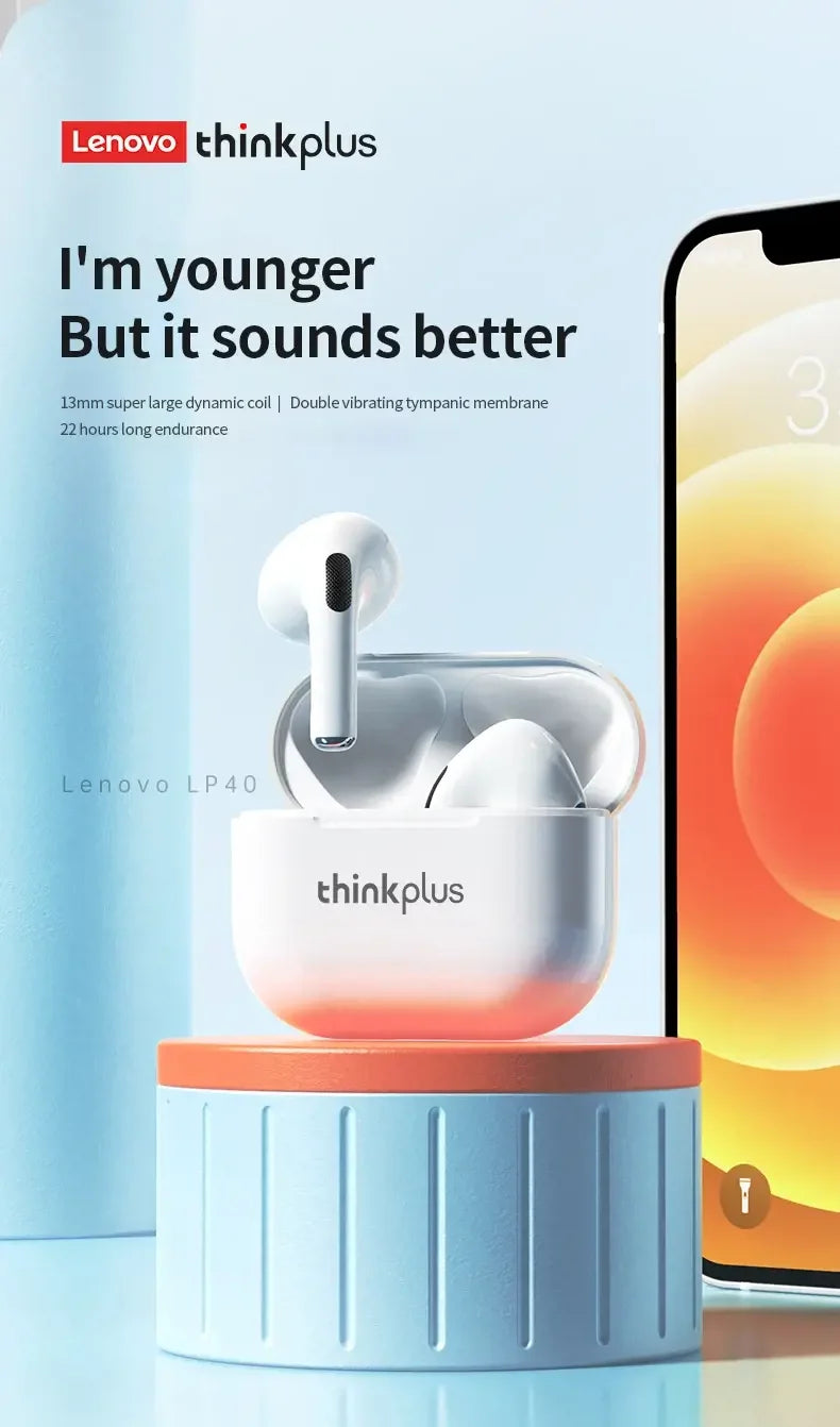 Original Lenovo LP40 Bluetooth 5.0 TWS Wireless Earphones