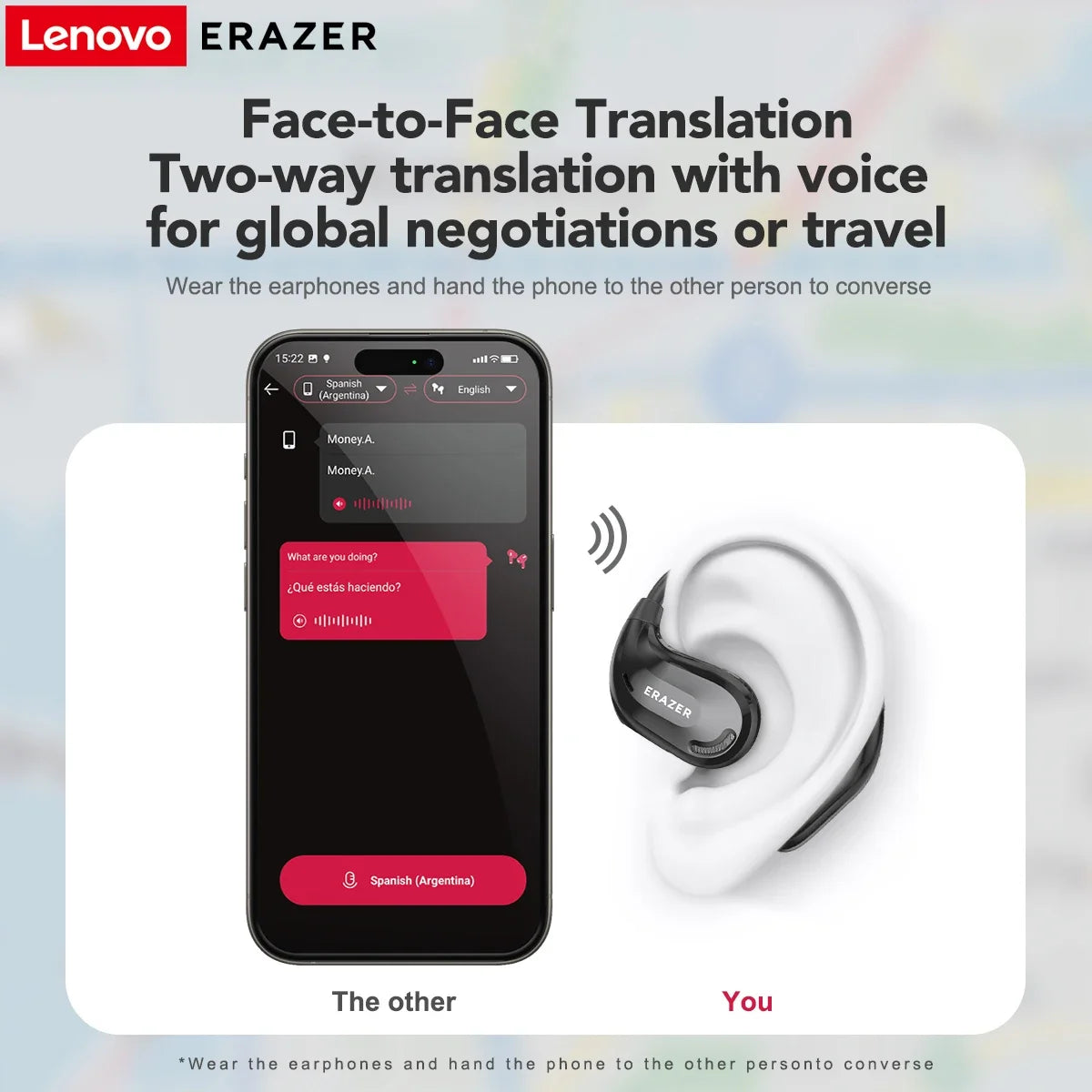ERAZER XT66PRO Wireless Bluetooth Earphones with AI Translator Earbuds