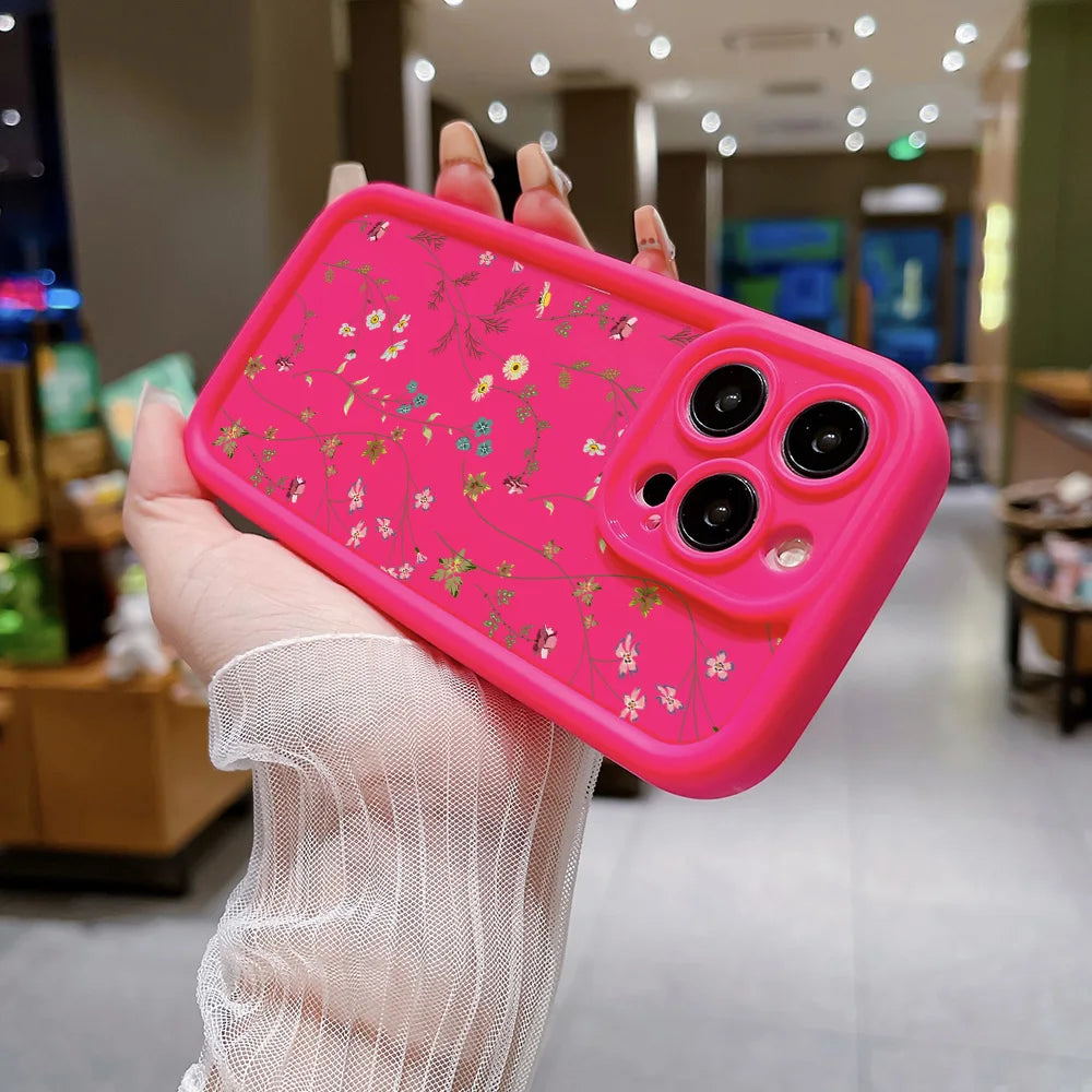 Flower themed Silicone Phone Case For iPhone