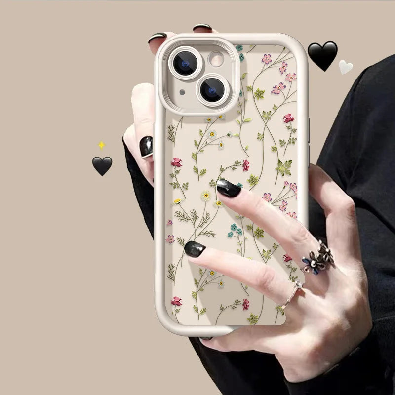 Flower themed Silicone Phone Case For iPhone