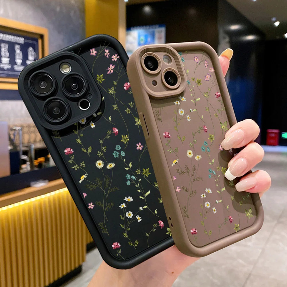 Flower themed Silicone Phone Case For iPhone