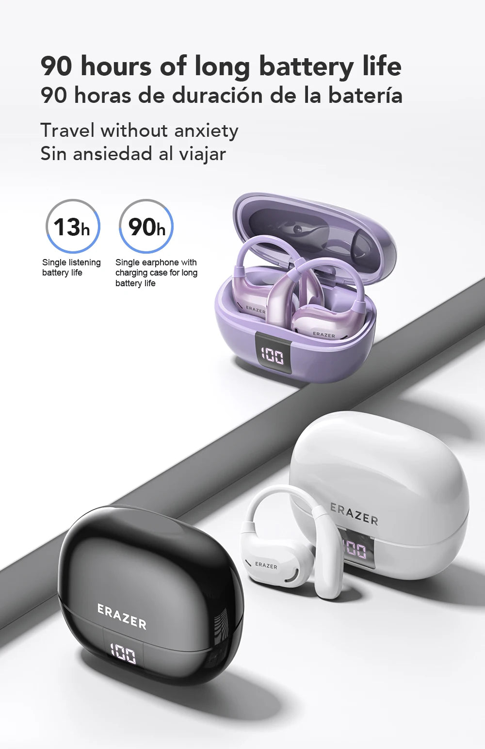ERAZER XT66PRO Wireless Bluetooth Earphones with AI Translator Earbuds